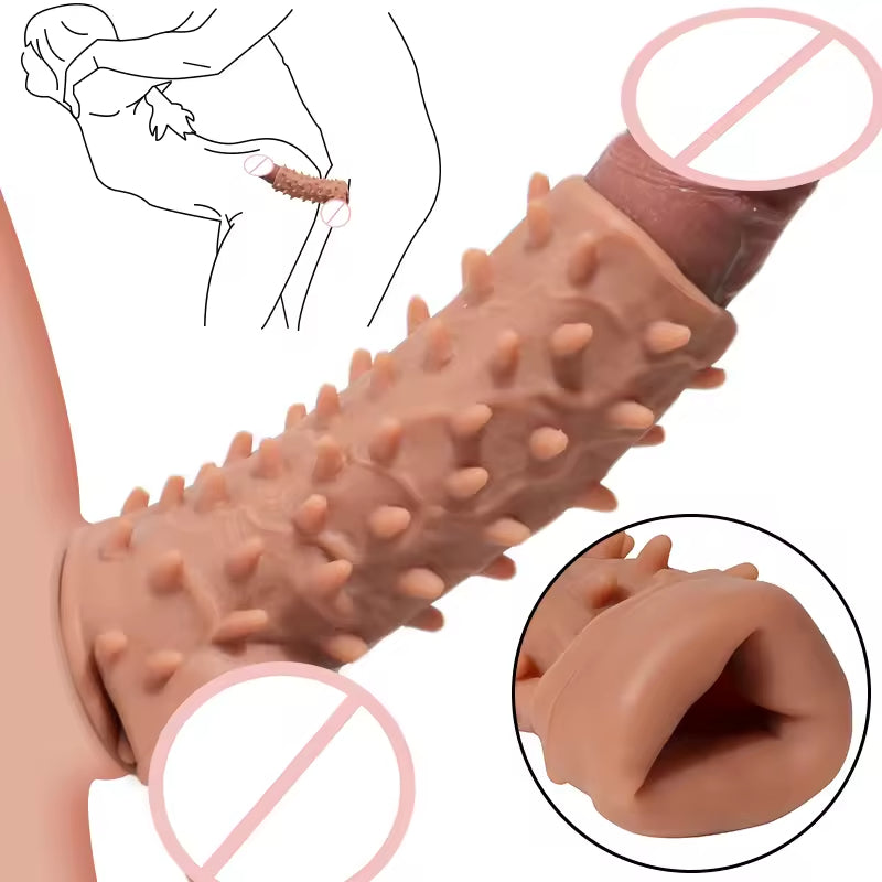 Monster Knotted Cock Sleeve Silicone Strap On Penis Sleeve  