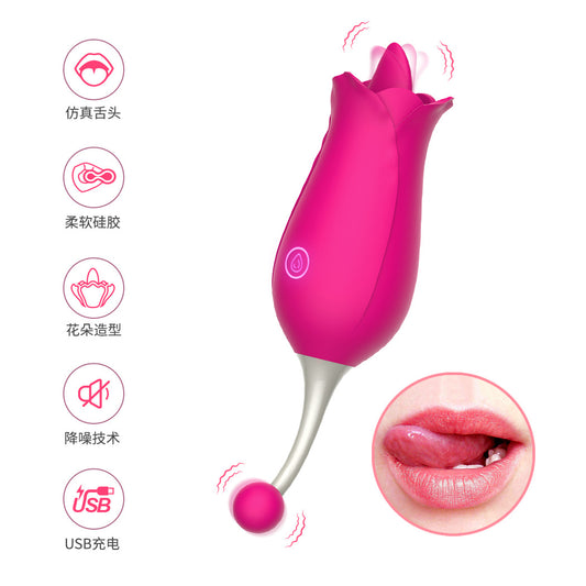 Zungenleck-Rose-Spielzeug – Handlicher Klitorisstimulator, G-Punkt-Vibrator, Sexspielzeug für Frauen