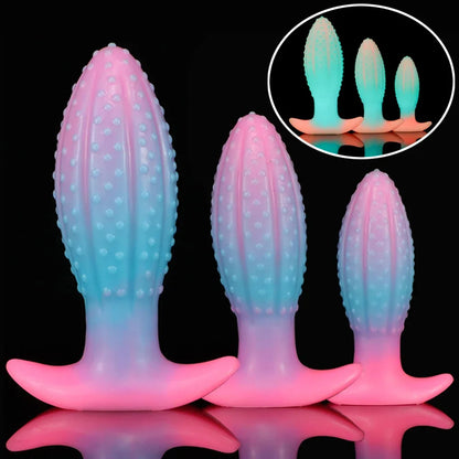 Leuchtender Silikon-Dildo-Buttplug – Knoten, Analdildos, Sexspielzeug für Frauen und Männer