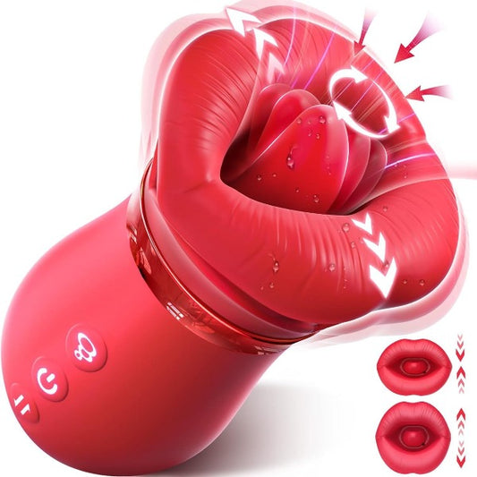 Großer Mund, Zungenleck-Vibrator für Frauen – rote Lippen, Klitoris, Nippelklemmen, Sexspielzeug für Frauen