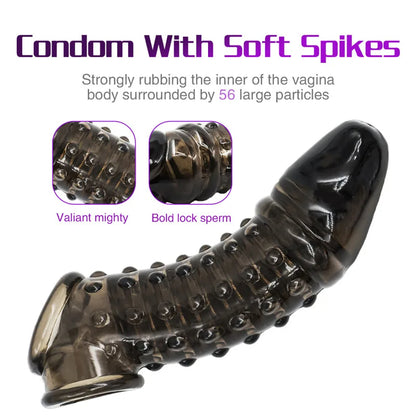 Knotted Realistic Cock Sleeve Sex Toy for Men - Condom Penis Extender Delay Ejaculation Trainer