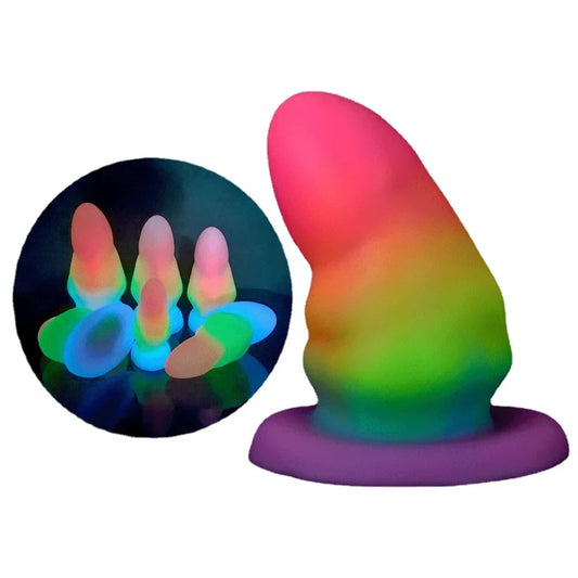 Godemichet Anal lumineux fantaisie, gros jouets sexuels anaux vaginaux colorés en Silicone