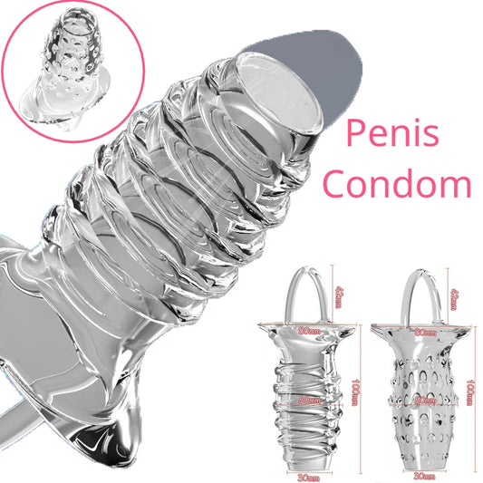 Agrandisseur de pénis à manchon Jelly Cock - Anneau de pénis retarde l'éjaculation Préservatif Sex Toy pour hommes