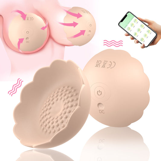 Brustmassagegerät mit App-Steuerung – Silikon-Expansionsbecher, vibrierende Brustwarzenpolster, Vibrator für Frauen