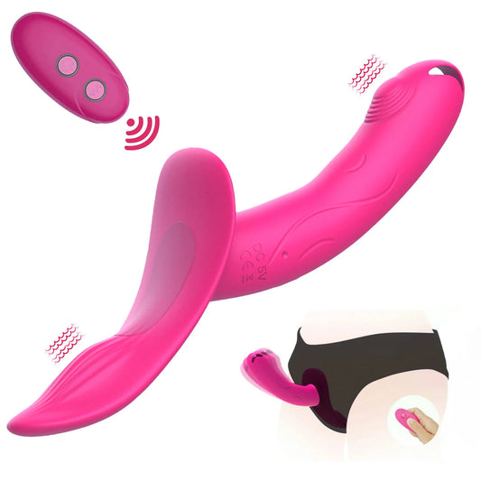 Vibrierender Strapon-Dildo mit Fernbedienung – Strap-On-Sexspielzeug ohne Träger für lesbische Paare
