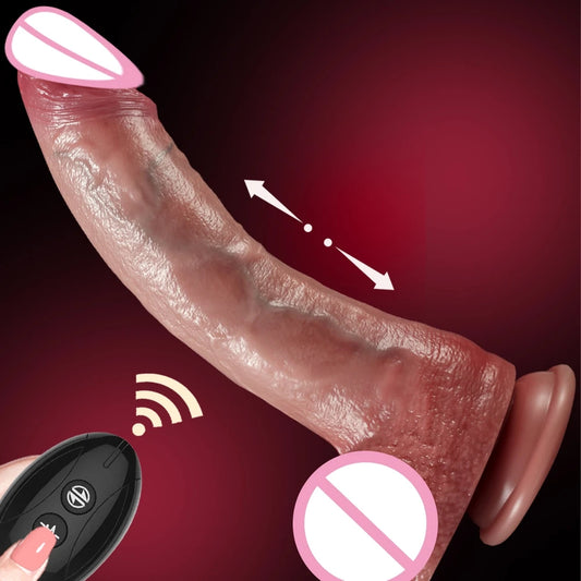 Stoßender realistischer Dildo-Buttplug – Analdildos mit Fernbedienung und verschiebbarer Haut, Sexspielzeug