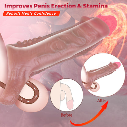 Open-end Realistic Cock Sleeve Male Sex Toys - Girthy Extender Cockring Penis Delay Ejaculation