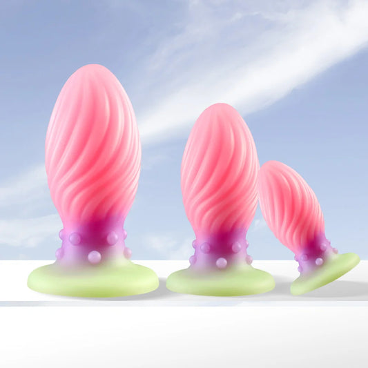 Leuchtender Analdilatator-Buttplug - Rosa Analdildo geknotetes Sexspielzeug aus Silikon für Frauen
