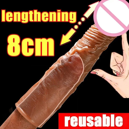 Realistischer Dildo, Penishülle, Sexspielzeug für Männer – Kondom, Penisverlängerung, Vaginal-Anal-Stimulator