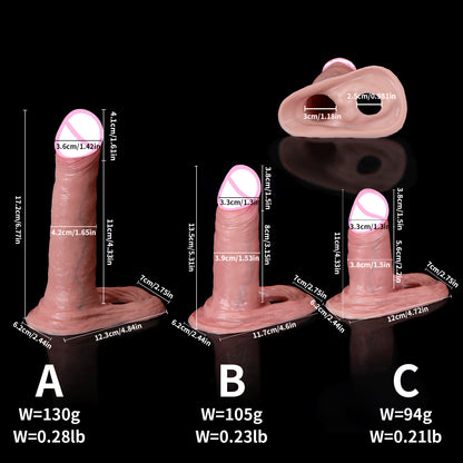 Realistic Cock Sleeve Mals Sex Toys - Lifelike Large Big Girth Silicone Penis Enlarger