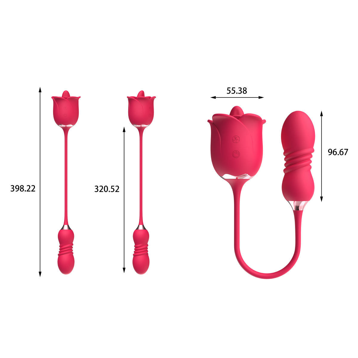 Double End Clit Stimulator Dildo Thrusting Female Sex Toy - Rose Toy Women Vibrator
