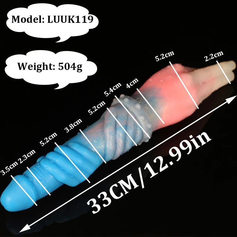 Double End Fist Dildo Butt Plug - Fantasy Colored Silicone Sex Toys for Women Lesbian