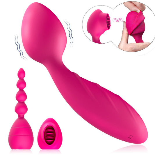 Doppelend-Analdildo G-Punkt-Vibrator – austauschbarer Klitoris-Stimulator, Analkugeln, Prostata-Massagegerät