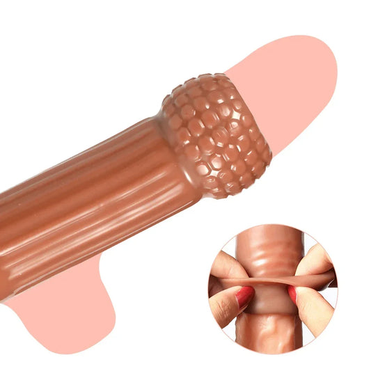 Jouets sexuels masculins noués de douille de coq - prolongateur de pénis de préservatif d'anneau de coq