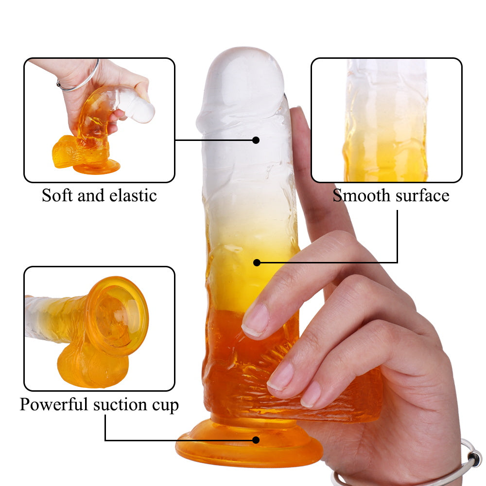 Colored Realistic Dildo Prostate Massager - Jelly Suction Cup Sex Toys for Men Women