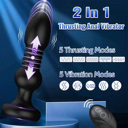 Schubdildo-Vibrator – ferngesteuertes Teleskop-Analplug-Prostata-Massagegerät
