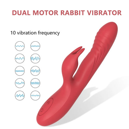 Kaninchen-Klitoris-G-Punkt-Vibrator – automatisch beheizte Klitoris-Nippelklemmen, vibrierendes Prostata-Massagegerät