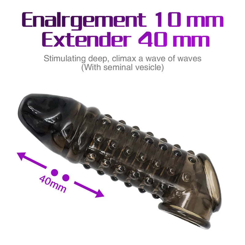 Knotted Realistic Cock Sleeve Sex Toy for Men - Condom Penis Extender Delay Ejaculation Trainer