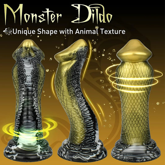 Snake Monsterdildo Butt Plug - Big Golden Fantasy Dildos Animal Vagina Anal Sex Toys