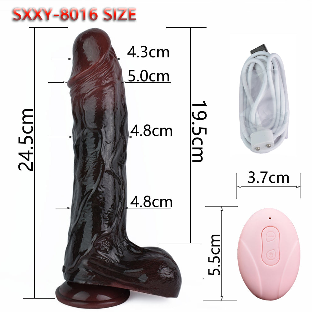 Schwarzer Analdildo mit Fernbedienung - 9 Zoll großer, realistischer, stoßender Prostatamassager-Vibrator für Frauen