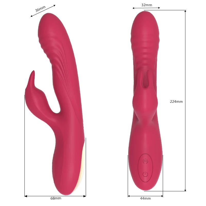Rabbit Clitoral G Spot Vibrator - Auto Heat Clit Nipple Clamps Vibrating Prostate Massager