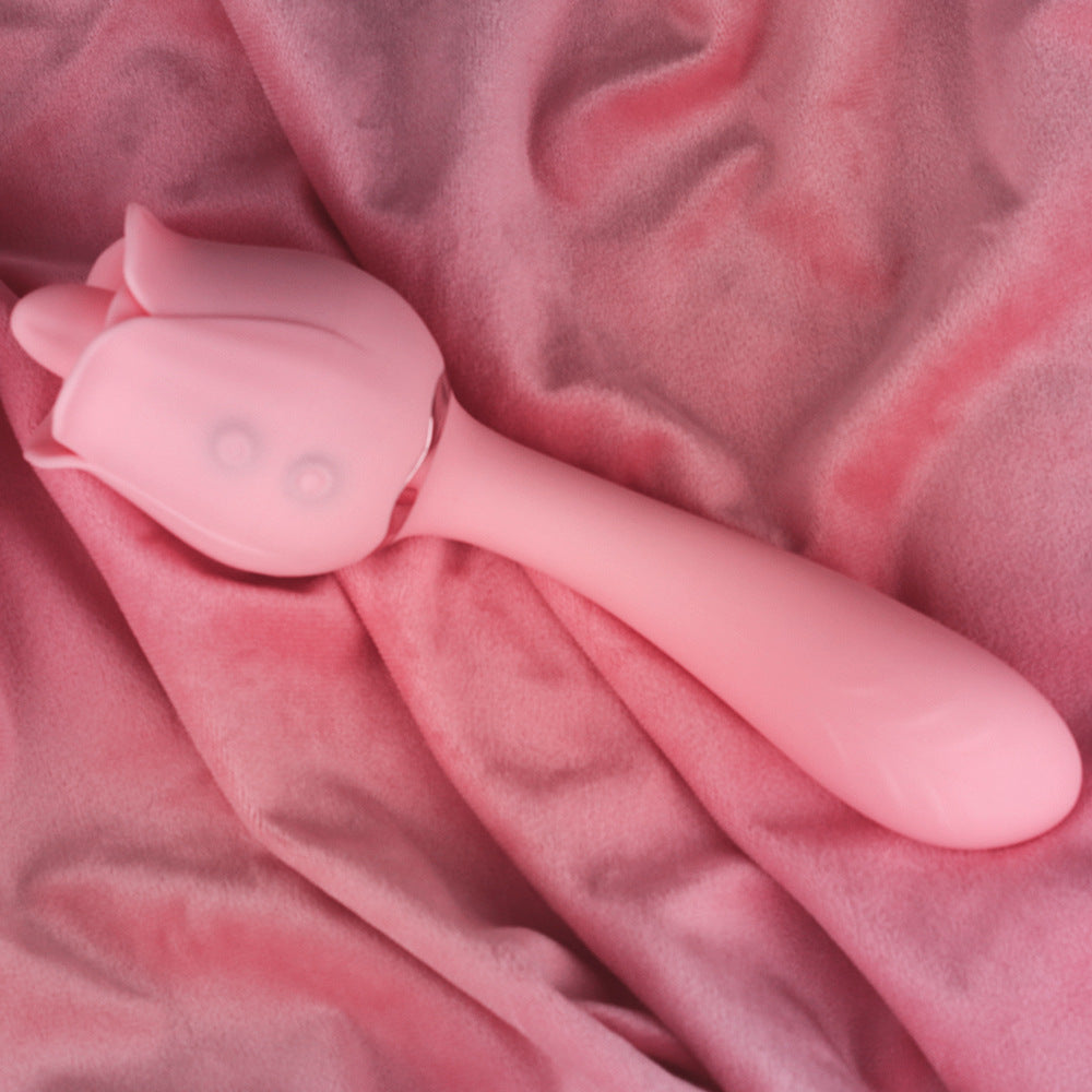 Double Anal Dildo G Spot Vibrator Clit Stimulator - Tongue Licking Rose Toy Women Vibrator