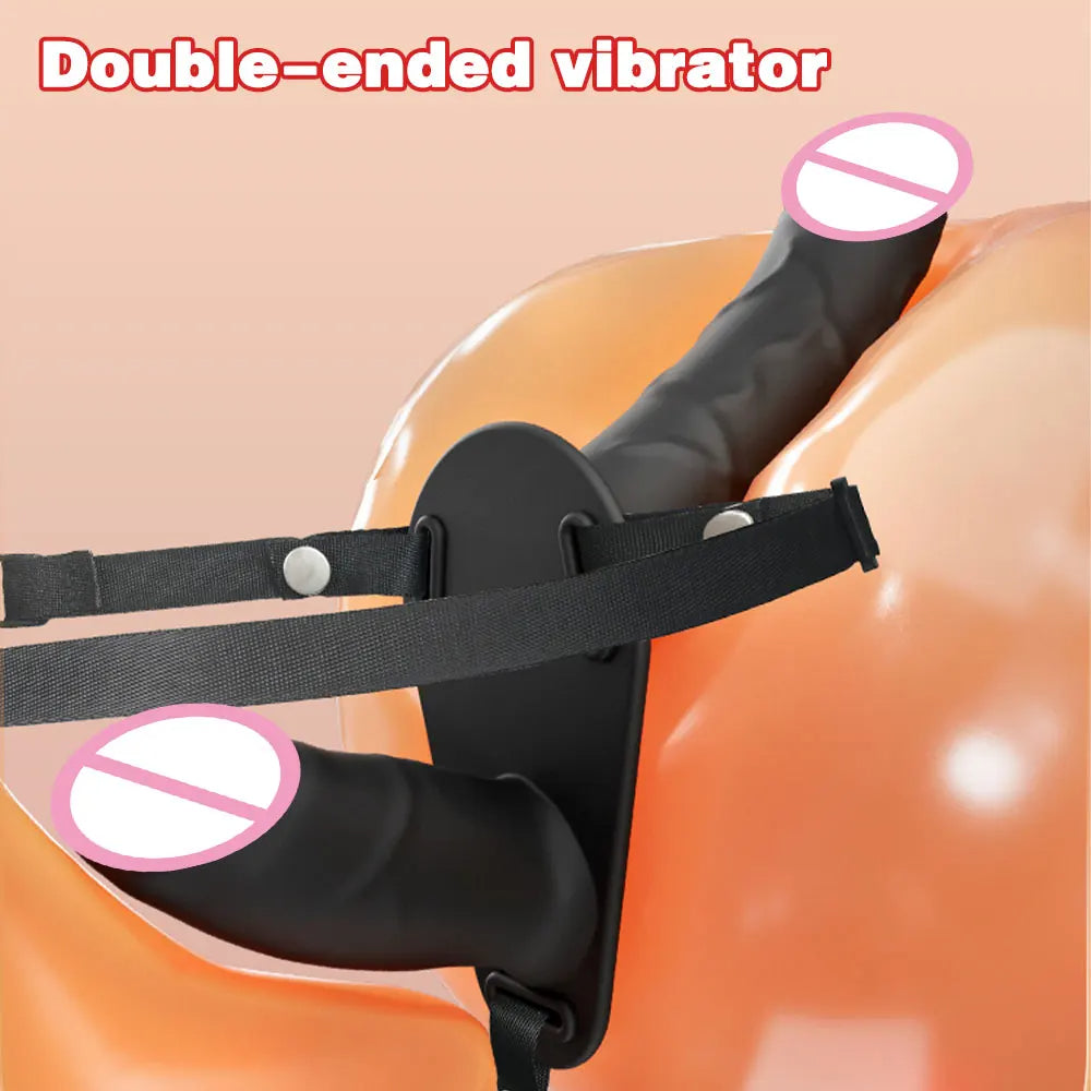 Strap On Double End Didlo – ferngesteuertes Vibrationsvergnügen für lesbische Paare