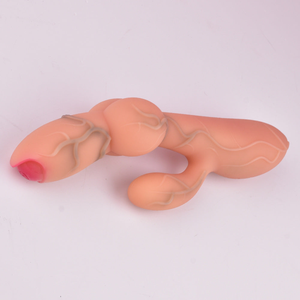 Vibromasseur clitoridien vibrant à gros nœuds - Jouet sexuel réaliste en silicone à chaleur automatique pour femmes