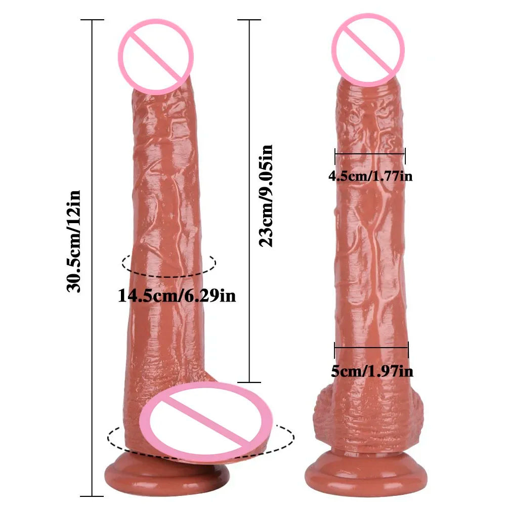 Trägerloser, realistischer Strap-on-Dildo – 12 Zoll lange Dildos, Analplug, weibliches Sexspielzeug für Lesben