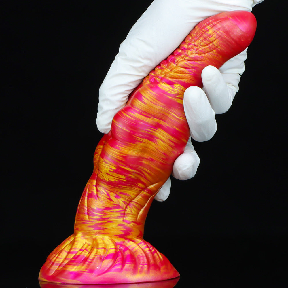Exotischer Analdildo Butt Plug - Fantasievoller Farbmisch-Monsterdildo aus Silikon, Sexspielzeug für Frauen