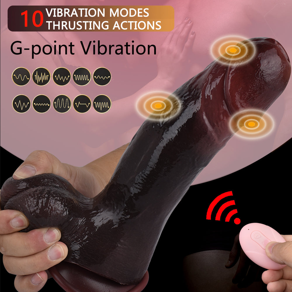 Ebony Thrusting Dildo Vibrating Butt Plug - Remote Control Realistic Anal Dildos Womoen Sex Toy