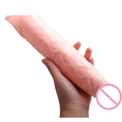 Big Cock Sleeve Penis Extender Male Sex Toy - Silicone Lifelike Dildo Condom Delay Ejaculation