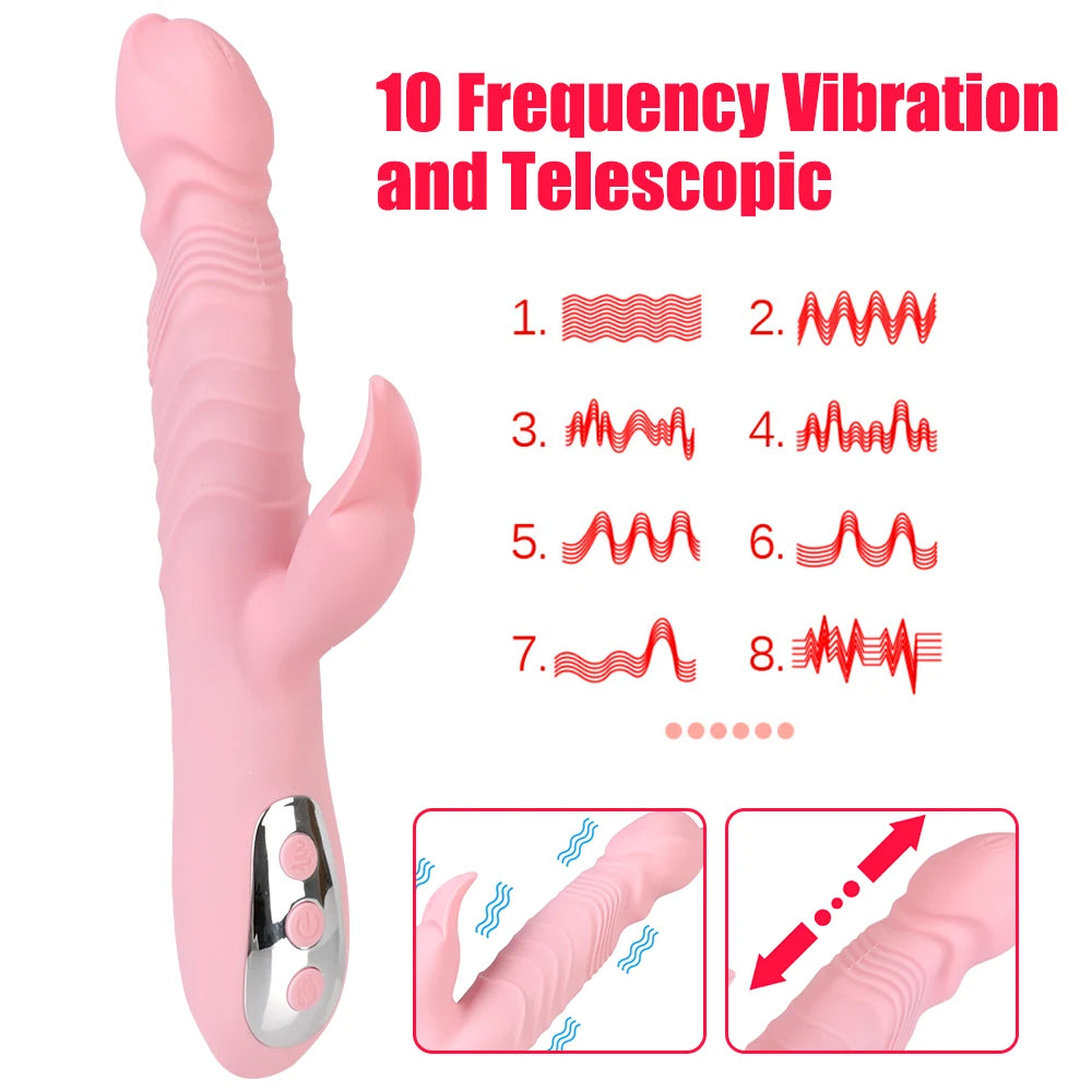 Clit Clamps Thursting Vibrateur - Gode réaliste Heat Sex Toys pour femmes