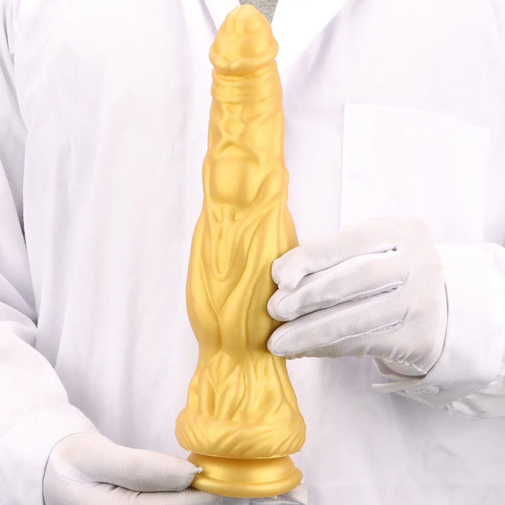 Goldener Monsterdildo-Buttplug – Exotischer geknoteter Analdildo, Vaginal-Prostata-Sexspielzeug