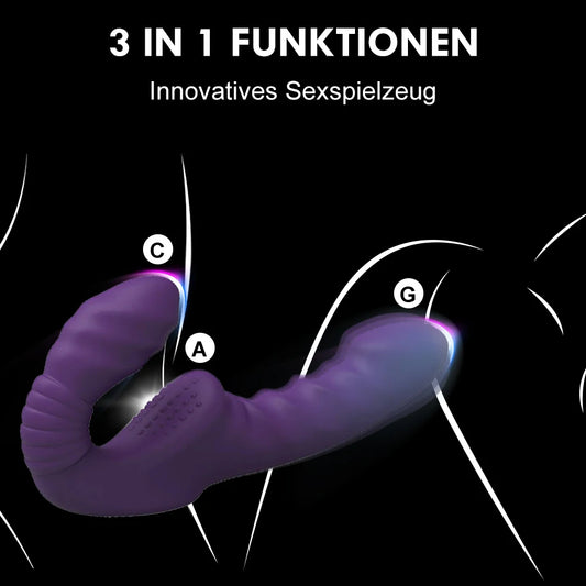 Trägerloser Strap-On-Dildo-Vibrator mit doppeltem Ende – Fernbedienung mit vibrierenden Dildos, Sexspielzeug