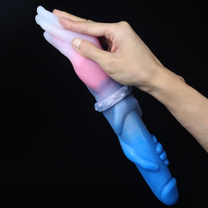 Doppelendiger Faustdildo-Buttplug - Fantasiefarbenes Silikon-Sexspielzeug für Frauen und Lesben