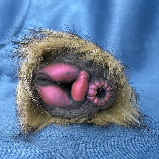 Animal Fur Pocket Pussy Male Masturbator - Silicone Dual Vaginas Penis Massage Sex Toy for Men