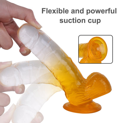 Colored Realistic Dildo Prostate Massager - Jelly Suction Cup Sex Toys for Men Women