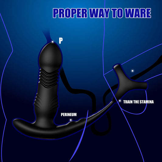 APP Control Thrusting Dildo Anal Vibrator - Remote Control Cock Ring Male Sex Toy