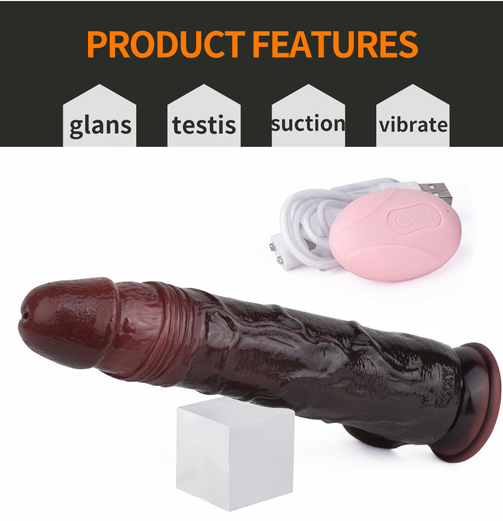 Realistic Black Dildo Thrusting Butt Plug - Remote Control Vibrating Anal Sex Toys for Women