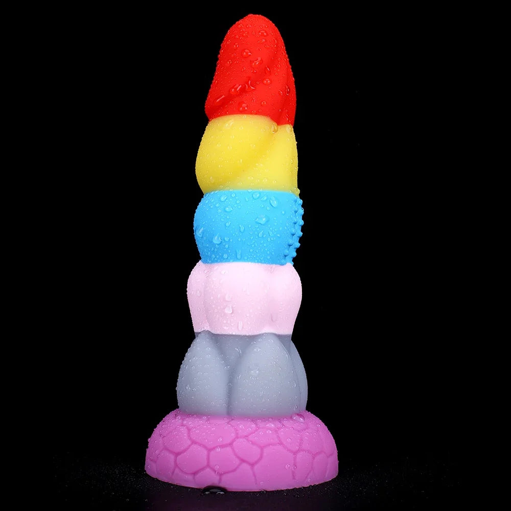 Godemiché anal en silicone arc-en-ciel - Godemiché fantaisie coloré - Jouets sexuels féminins