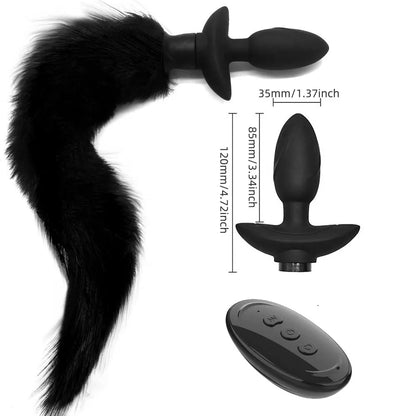 Fox Tail Butt Plug – Fernbedienung, vibrierender Analplug, rotierende Prostatamilch