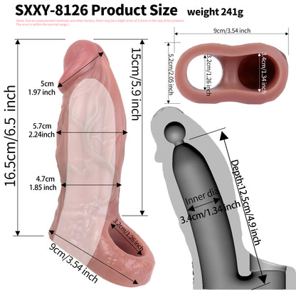 Realistische Penishülle, Sexspielzeug für Männer – dehnbare Penishülle aus Silikon
