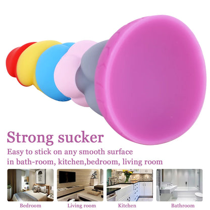 Regenbogen-Silikon-Analdildo-Buttplug – farbenfrohe Fantasy-Dildos für weibliches Sexspielzeug