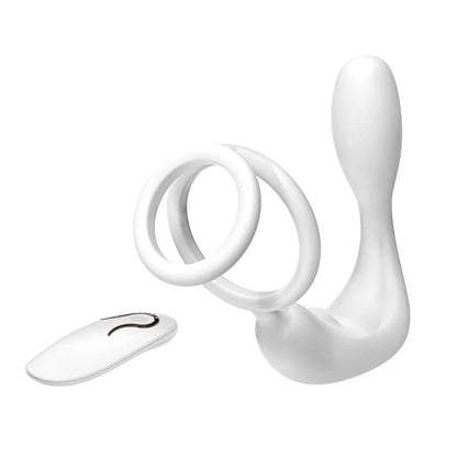 Jouet anal masculin télécommandé - Plug anal vibrant à double anneau pénien