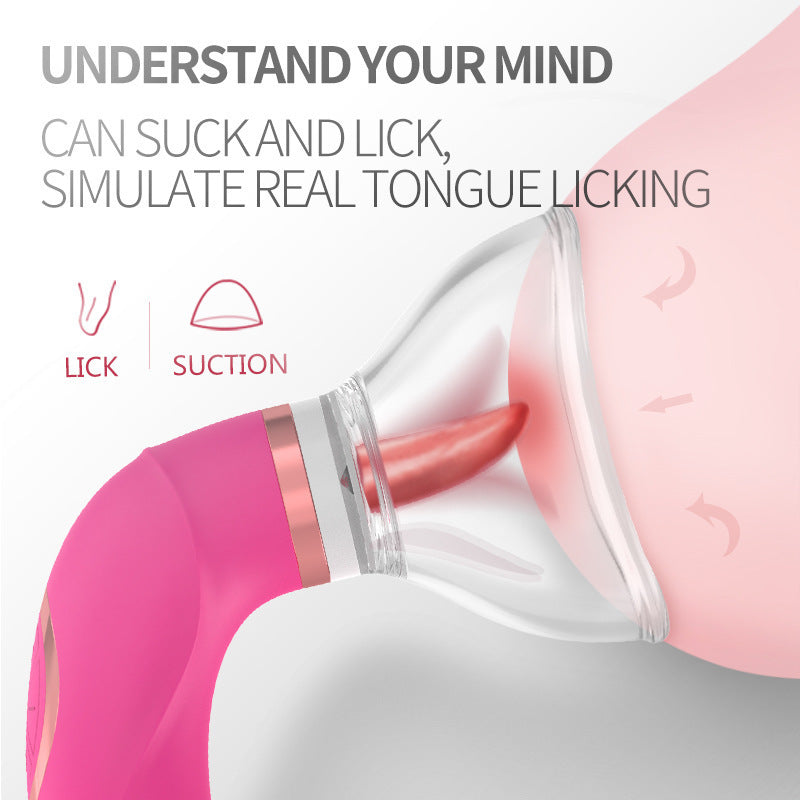 Oral Sucker Tongue Licking Vibrator - Double End G Spot Clit Stimulator Sex Toys for Women