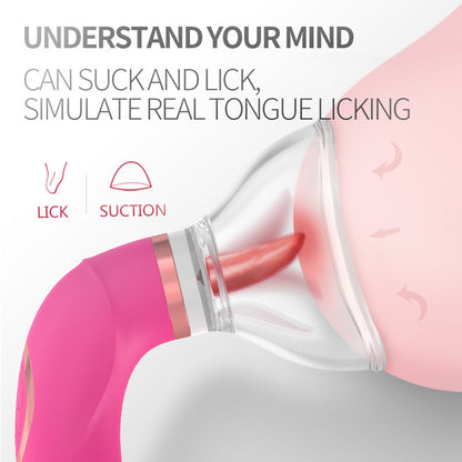 Oral Sucker Zunge lecken Vibrator – Doppelend-G-Punkt-Klitoris-Stimulator, Sexspielzeug für Frauen