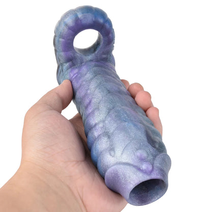 Monsterdildo gerippte Penishülle für Männer – Penisvergrößerer aus Silikon mit Drachenmotiv, Sexspielzeug für Männer