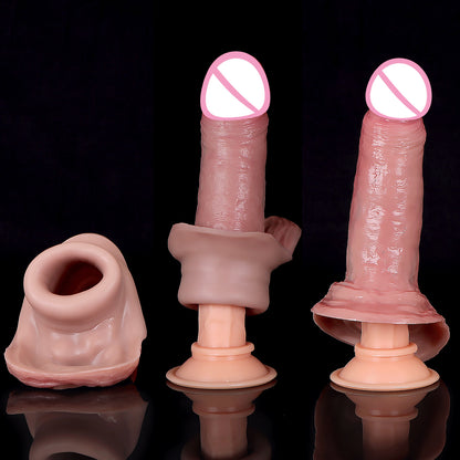 Realistische Penishülle, Sexspielzeug für Männer – lebensechter großer Penisvergrößerer aus Silikon mit großem Umfang