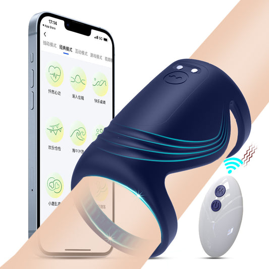 APP Control Vibrating Cock Ring - Remoter Wearable Dual Penis Ring Male Sex Toy